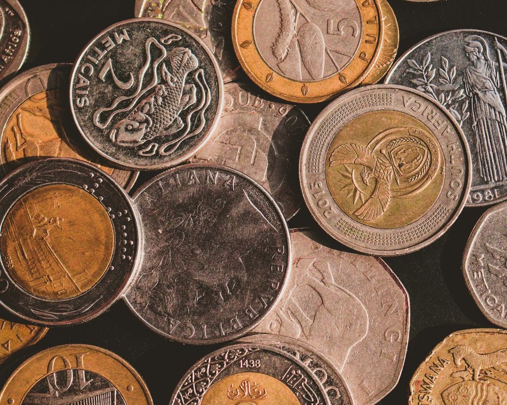 Coins on a table, pay with USDT